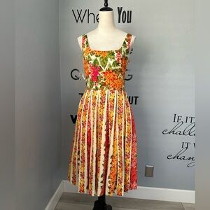 EUC Isaac Mizrahi Multicolor Floral Midi Dress Size 6